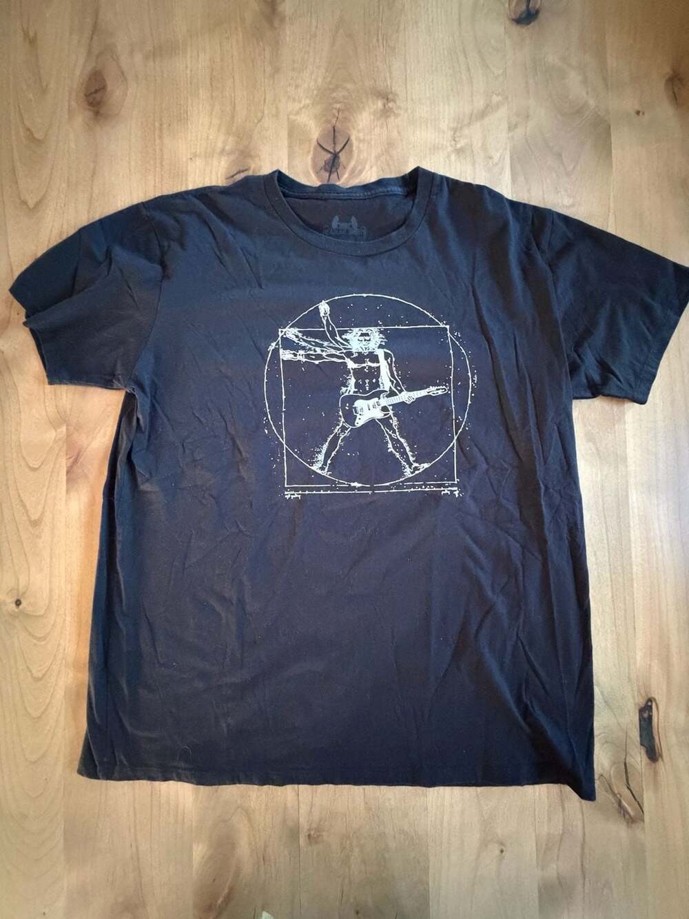Headline Shirts Vitruvian Man Guitar Rockstar Size 2XL Black Graphic Tee